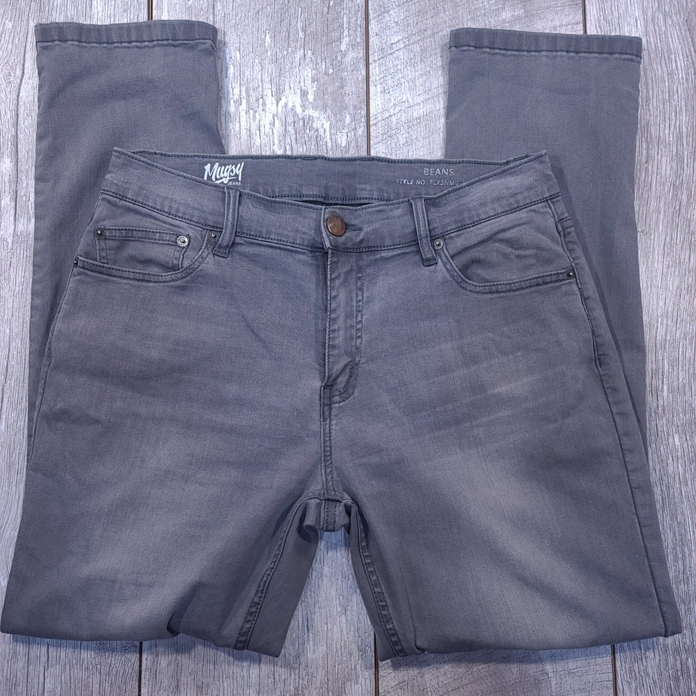 Mugsy Jeans Beans Pants Mens 33x30 Grey Stretch Denim Slim Tapered Leg - Picture 4 of 9